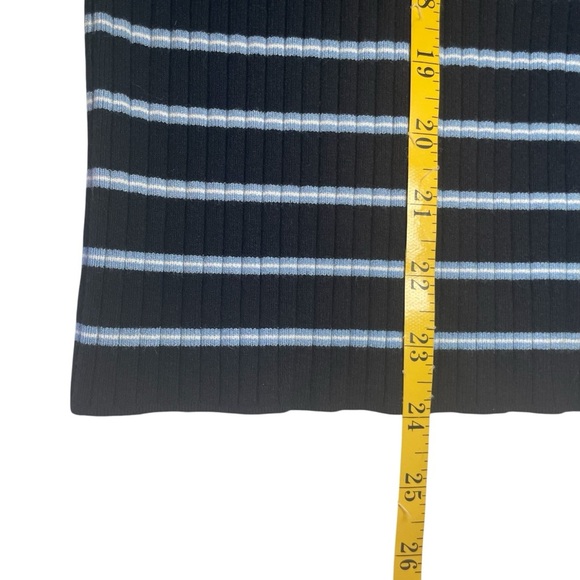 Talbots Navy Light Blue Stripe Mock Neck Sleeveless Sweater Large Office Casual - Picture 10 of 10